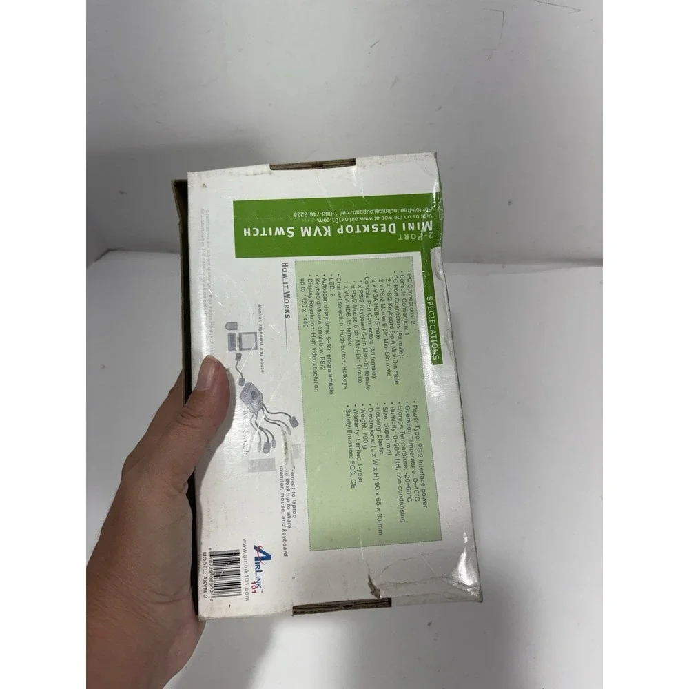 AIRLINK 101 2-PORT KVM SWITCH AND CABLES New On Box